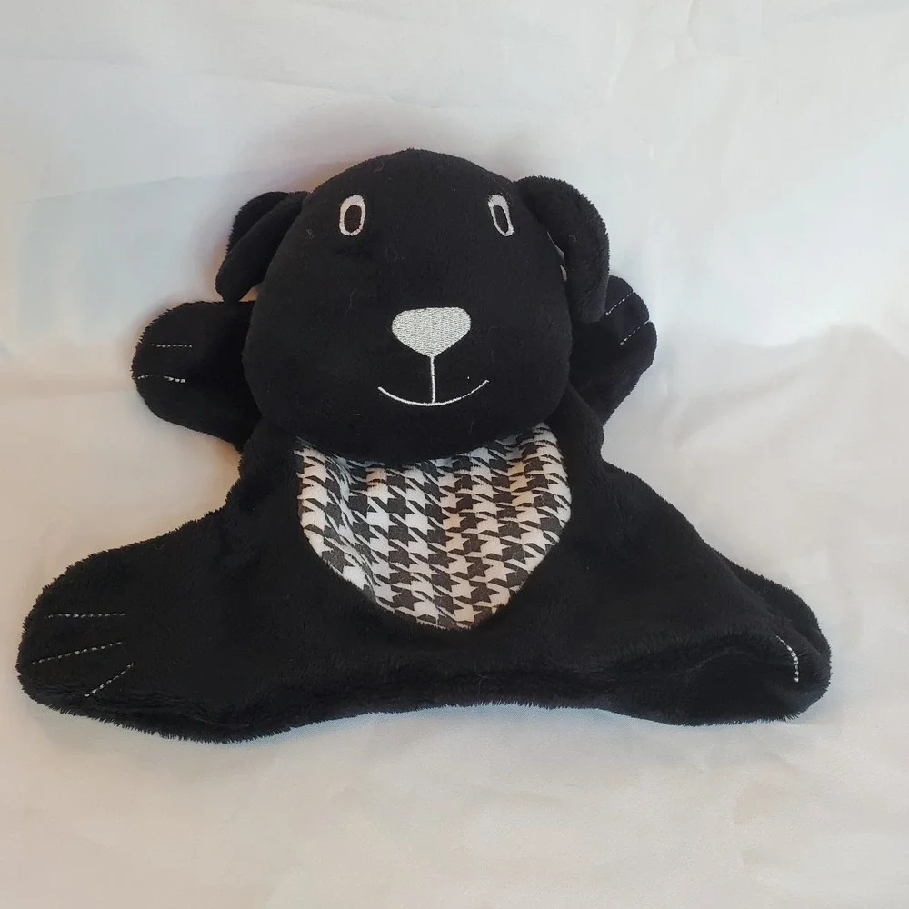 Belle Plush Animal Baby Lovey Black White Dog Puppy‎